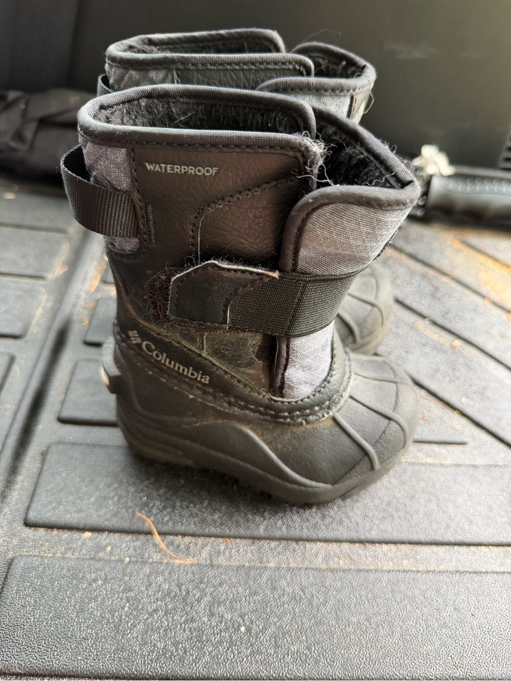 Columbia Kids' Waterproof Black Snow Boots with Hook-and-Loop Strap